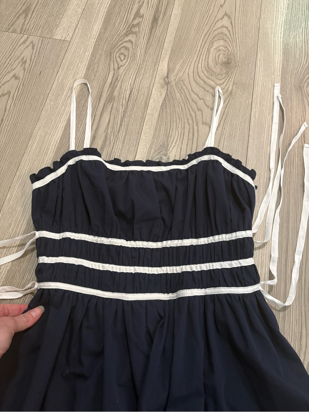 ODA Navy Contrast MIDI Dress Size Small - Picture 4 of 8
